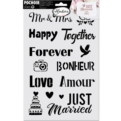 Pochoir de décoration love 20x30cm - Aladine - Mondial Tissus - Publicité Pochoir de décoration love 20x30cm - Aladine - Mondial Tissus - Publicité