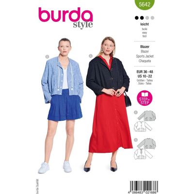 Patron Burda 5642 - blazer 36 à 48 - Burda - Mondial Tissus - Publicité Patron Burda 5642 - blazer 36 à 48 - Burda - Mondial Tissus - Publicité