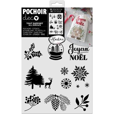Pochoir déco motifs Noël 20x30 cm - Aladine - Mondial Tissus - Publicité Pochoir déco motifs Noël 20x30 cm - Aladine - Mondial Tissus - Publicité