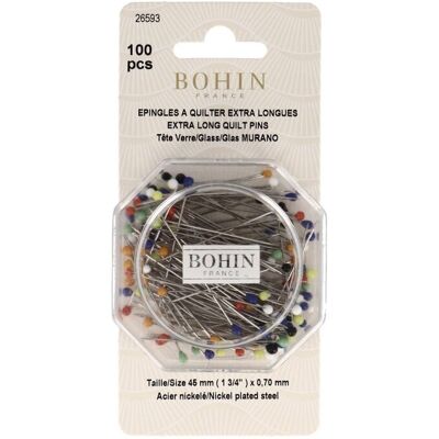 Boite de 100 épingles à quilter extra-longues Bohin - Bohin - Mondial Tissus - Publicité Boite de 100 épingles à quilter extra-longues Bohin - Bohin - Mondial Tissus - Publicité