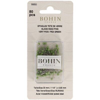 Bohin - Épingles à tête Verre Murano - Vert anis - 30mm - Pins - Publicité Bohin - Épingles à tête Verre Murano - Vert anis - 30mm - Pins - Publicité