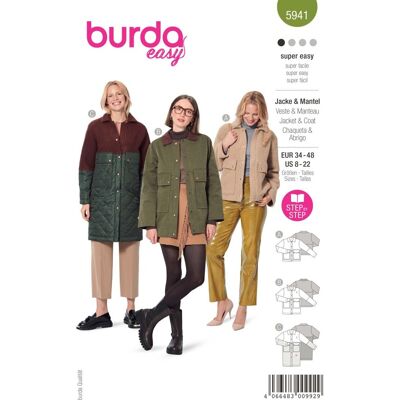 Burda - Patron Burda 5941 - Col et poches - Manteau sport pattern - Publicité Burda - Patron Burda 5941 - Col et poches - Manteau sport pattern - Publicité