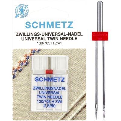 Schmetz - Universelle Double 2.5/80 - Interstice 2,5mm - Aiguille - Publicité Schmetz - Universelle Double 2.5/80 - Interstice 2,5mm - Aiguille - Publicité
