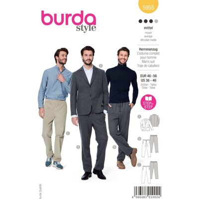Burda 5955 Costume homme classique avec veste et pantalon - Costume homme - Publicité Burda 5955 Costume homme classique avec veste et pantalon - Costume homme - Publicité