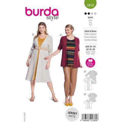Burda - N° 5818 - Taille 44-54 - robe et chemisier - Sewing pattern - Publicité Burda - N° 5818 - Taille 44-54 - robe et chemisier - Sewing pattern - Publicité