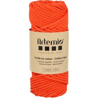 Pelote corde macramé coton torsadée orange 4mmx33m 250g - Artemio - Mondial Tissus - Publicité Pelote corde macramé coton torsadée orange 4mmx33m 250g - Artemio - Mondial Tissus - Publicité