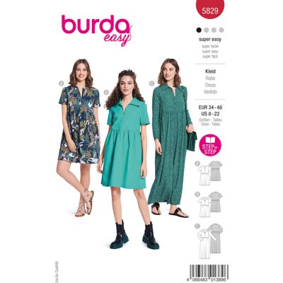 Burda N° 5829 - Patron robe T34-48 - Publicité Burda N° 5829 - Patron robe T34-48 - Publicité