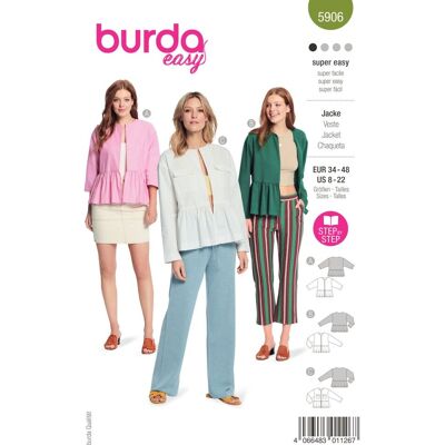 Patron burda veste 34-48 b5906 - Burda - Mondial Tissus - Publicité Patron burda veste 34-48 b5906 - Burda - Mondial Tissus - Publicité