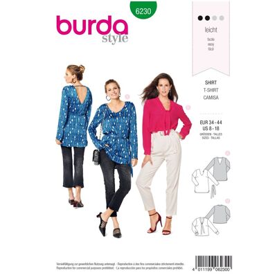 Patron Burda 6230 Blouse femme Tunique col V - du 36 au 46 - Burda - Mondial Tissus - Publicité Patron Burda 6230 Blouse femme Tunique col V - du 36 au 46 - Burda - Mondial Tissus - Publicité