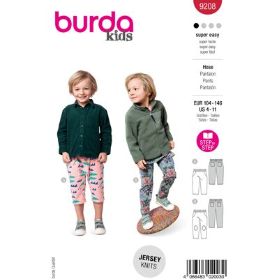 Patron burda 9208 - pantalons de jogging 104-146 - Burda - Mondial Tissus - Publicité Patron burda 9208 - pantalons de jogging 104-146 - Burda - Mondial Tissus - Publicité