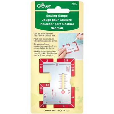 Outil de mesure Clover - Règle de marges de couture - Métal durable - Publicité Outil de mesure Clover - Règle de marges de couture - Métal durable - Publicité