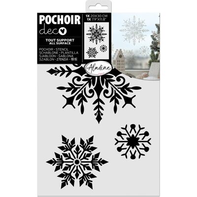 Pochoir déco flocons 20x30 cm - Aladine - Mondial Tissus - Publicité Pochoir déco flocons 20x30 cm - Aladine - Mondial Tissus - Publicité