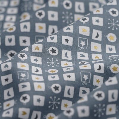 Tissu cretonne cadeau étoile gris - MT - Mondial Tissus - Publicité Tissu cretonne cadeau étoile gris - MT - Mondial Tissus - Publicité