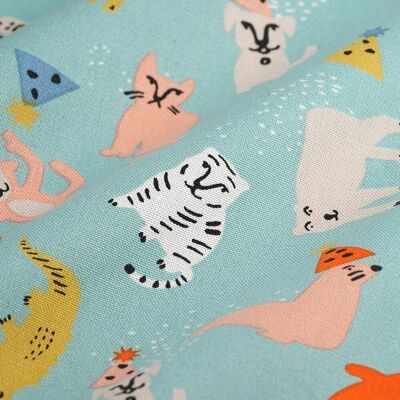 Tissu coton épais animaux joyeux bleu ciel - MT - Mondial Tissus - Publicité Tissu coton épais animaux joyeux bleu ciel - MT - Mondial Tissus - Publicité