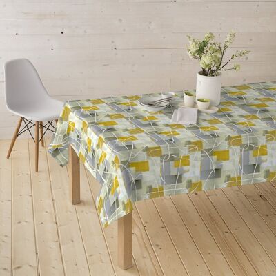 Tissu coton enduit graphique jaune gris - Mondial Tissus - Publicité Tissu coton enduit graphique jaune gris - Mondial Tissus - Publicité