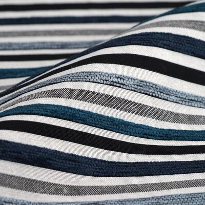 Toile rayures chenille bleu - Mondial Tissus - Publicité Toile rayures chenille bleu - Mondial Tissus - Publicité