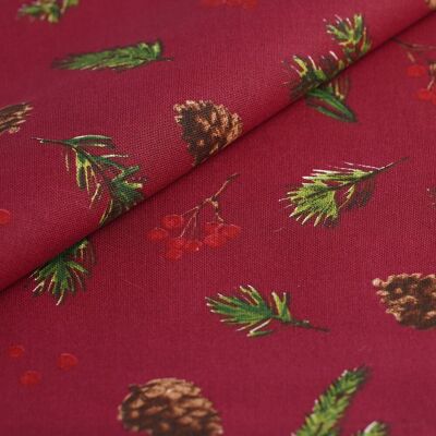 Tissu de Noël coton épais pommes de pin - MT - Mondial Tissus - Publicité Tissu de Noël coton épais pommes de pin - MT - Mondial Tissus - Publicité