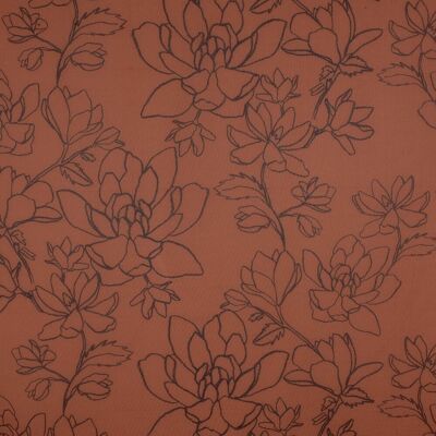 Tissu voile mousse terracotta motif grandes fleurs noires 300cm - Linder - Mondial Tissus - Publicité Tissu voile mousse terracotta motif grandes fleurs noires 300cm - Linder - Mondial Tissus - Publicité