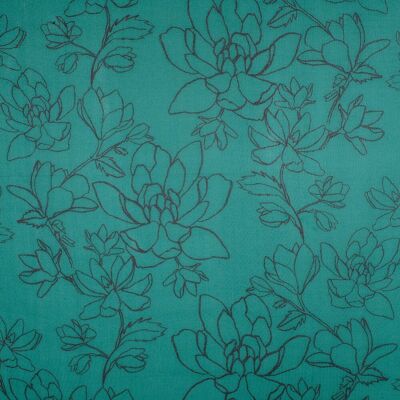 Tissu voile mousse vert motif grandes fleurs noires 300cm - Linder - Mondial Tissus - Publicité Tissu voile mousse vert motif grandes fleurs noires 300cm - Linder - Mondial Tissus - Publicité