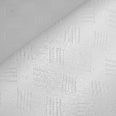 Tissu nappe damassé carreaux grande largeur blanc - Mondial Tissus - Publicité Tissu nappe damassé carreaux grande largeur blanc - Mondial Tissus - Publicité