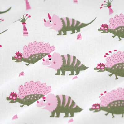 Tissu cretonne dinosaure rigolo blanc - MT - Mondial Tissus - Publicité Tissu cretonne dinosaure rigolo blanc - MT - Mondial Tissus - Publicité