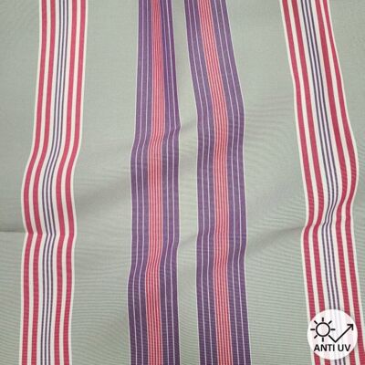 Toile outdoor imprimée rayures violet et rouge fond gris - Mondial Tissus - Publicité Toile outdoor imprimée rayures violet et rouge fond gris - Mondial Tissus - Publicité