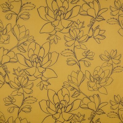 Tissu voile mousse moutarde motif grandes fleurs noires 300cm - Linder - Mondial Tissus - Publicité Tissu voile mousse moutarde motif grandes fleurs noires 300cm - Linder - Mondial Tissus - Publicité