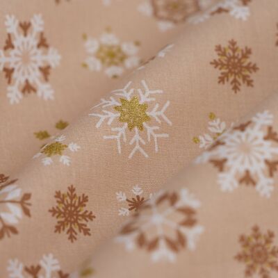 Tissu de Nöel coton flocons dorés rose - MT - Mondial Tissus - Publicité Tissu de Nöel coton flocons dorés rose - MT - Mondial Tissus - Publicité