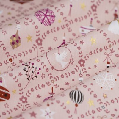 Tissu de Noël cretonne déco Noël rose - Mondial Tissus - Publicité Tissu de Noël cretonne déco Noël rose - Mondial Tissus - Publicité