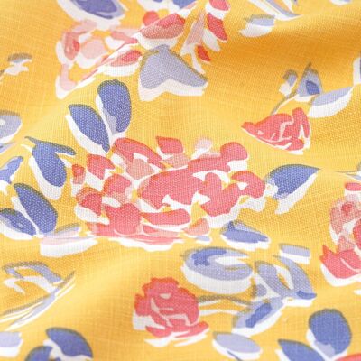 Tissu bachette slub roses jaune - MT - Mondial Tissus - Publicité Tissu bachette slub roses jaune - MT - Mondial Tissus - Publicité