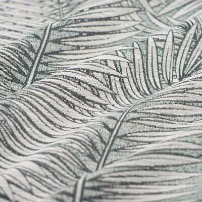 Tissu jacquard grande largeur feuilles d'Areca bleu - MT - Mondial Tissus - Publicité Tissu jacquard grande largeur feuilles d'Areca bleu - MT - Mondial Tissus - Publicité