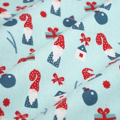 Tissu de Noël coton épais gnome bleu ciel - MT - Mondial Tissus - Publicité Tissu de Noël coton épais gnome bleu ciel - MT - Mondial Tissus - Publicité