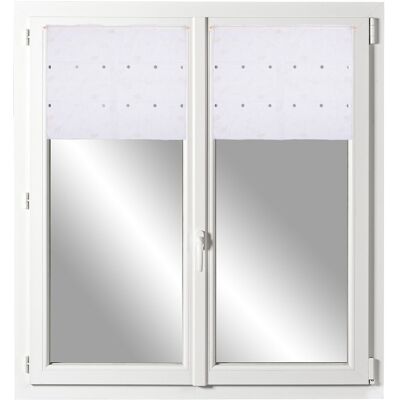Voilage modulable organza brodé feuilles 90cm - Mondial Tissus - Publicité Voilage modulable organza brodé feuilles 90cm - Mondial Tissus - Publicité
