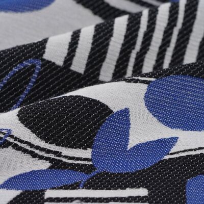 Tissu jacquard Totem recyclé bleu - Origine France - MT - Mondial Tissus - Publicité Tissu jacquard Totem recyclé bleu - Origine France - MT - Mondial Tissus - Publicité