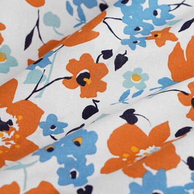 Tissu percale coton fleurs blanc - MT - Mondial Tissus - Publicité Tissu percale coton fleurs blanc - MT - Mondial Tissus - Publicité