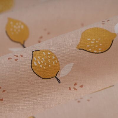 Tissu cretonne Citrus rose - MT - Mondial Tissus - Publicité Tissu cretonne Citrus rose - MT - Mondial Tissus - Publicité