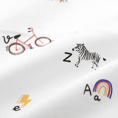 Tissu cretonne coton bio alphabet écru - MT - Mondial Tissus - Publicité Tissu cretonne coton bio alphabet écru - MT - Mondial Tissus - Publicité