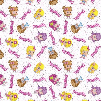 Tissu coton Pinypon rose - Mondial Tissus - Publicité Tissu coton Pinypon rose - Mondial Tissus - Publicité
