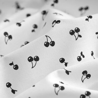 Tissu cretonne Cherry noir blanc - MT - Mondial Tissus - Publicité Tissu cretonne Cherry noir blanc - MT - Mondial Tissus - Publicité