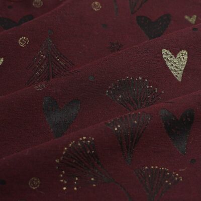 Tissu de Noël jacquard sapins coeurs dorés - MT - Mondial Tissus - Publicité Tissu de Noël jacquard sapins coeurs dorés - MT - Mondial Tissus - Publicité
