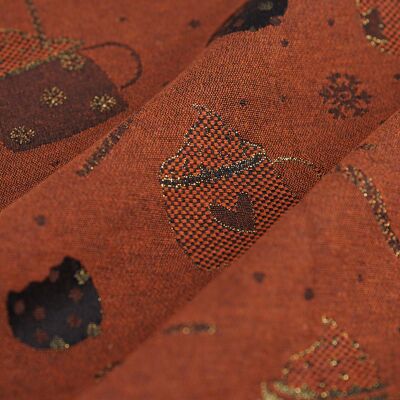 Jacquard chocolat chaud rouge - MT - Mondial Tissus - Publicité Jacquard chocolat chaud rouge - MT - Mondial Tissus - Publicité