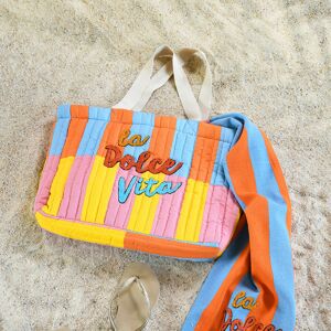 Sac cabas matelassé rayure "La Dolce Vita" multico 44 x 35 x 10 cm - STOF - Mondial Tissus - Publicité Sac cabas matelassé rayure "La Dolce Vita" multico 44 x 35 x 10 cm - STOF - Mondial Tissus - Publicité