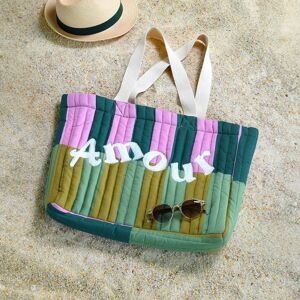 Sac cabas matelassé rayure "Amour" vert 44 x 35 x 10 cm - STOF - Mondial Tissus - Publicité Sac cabas matelassé rayure "Amour" vert 44 x 35 x 10 cm - STOF - Mondial Tissus - Publicité