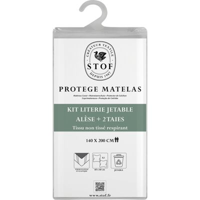 Kit literie jetable - Alèse 140 x 220 cm + 2 taies 60 x 60cm - STOF - Mondial Tissus - Publicité Kit literie jetable - Alèse 140 x 220 cm + 2 taies 60 x 60cm - STOF - Mondial Tissus - Publicité