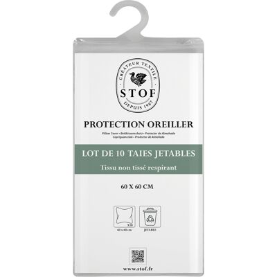 Lot de 10 protection pour oreiller intissés jetables 60 x 60 cm - STOF - Mondial Tissus - Publicité Lot de 10 protection pour oreiller intissés jetables 60 x 60 cm - STOF - Mondial Tissus - Publicité