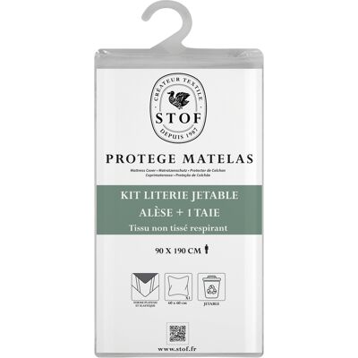 Kit literie jetable - Alèse 90 x 190 cm + 1 taie 60 x 60cm - STOF - Mondial Tissus - Publicité Kit literie jetable - Alèse 90 x 190 cm + 1 taie 60 x 60cm - STOF - Mondial Tissus - Publicité