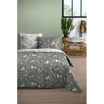 Parure de lit coton 57 fils imprimée Feuilles XL vert - 240 cm x 220 cm + 2 taies 63 x 63 cm - STOF - Mondial Tissus - Publicité Parure de lit coton 57 fils imprimée Feuilles XL vert - 240 cm x 220 cm + 2 taies 63 x 63 cm - STOF - Mondial Tissus - Publicité