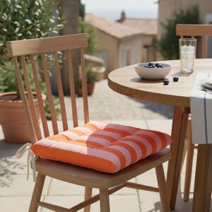 Galette de chaise rayures homard rose MT - MT - Mondial Tissus - Publicité Galette de chaise rayures homard rose MT - MT - Mondial Tissus - Publicité