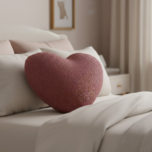 Coussin coeur bouclette vieux rose 40cm - MT - Mondial Tissus - Publicité Coussin coeur bouclette vieux rose 40cm - MT - Mondial Tissus - Publicité