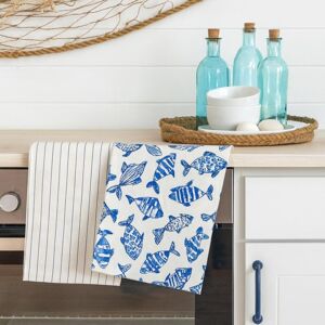 Lot de 2 torchons poisson bleu 50x70cm - MT - Mondial Tissus - Publicité Lot de 2 torchons poisson bleu 50x70cm - MT - Mondial Tissus - Publicité